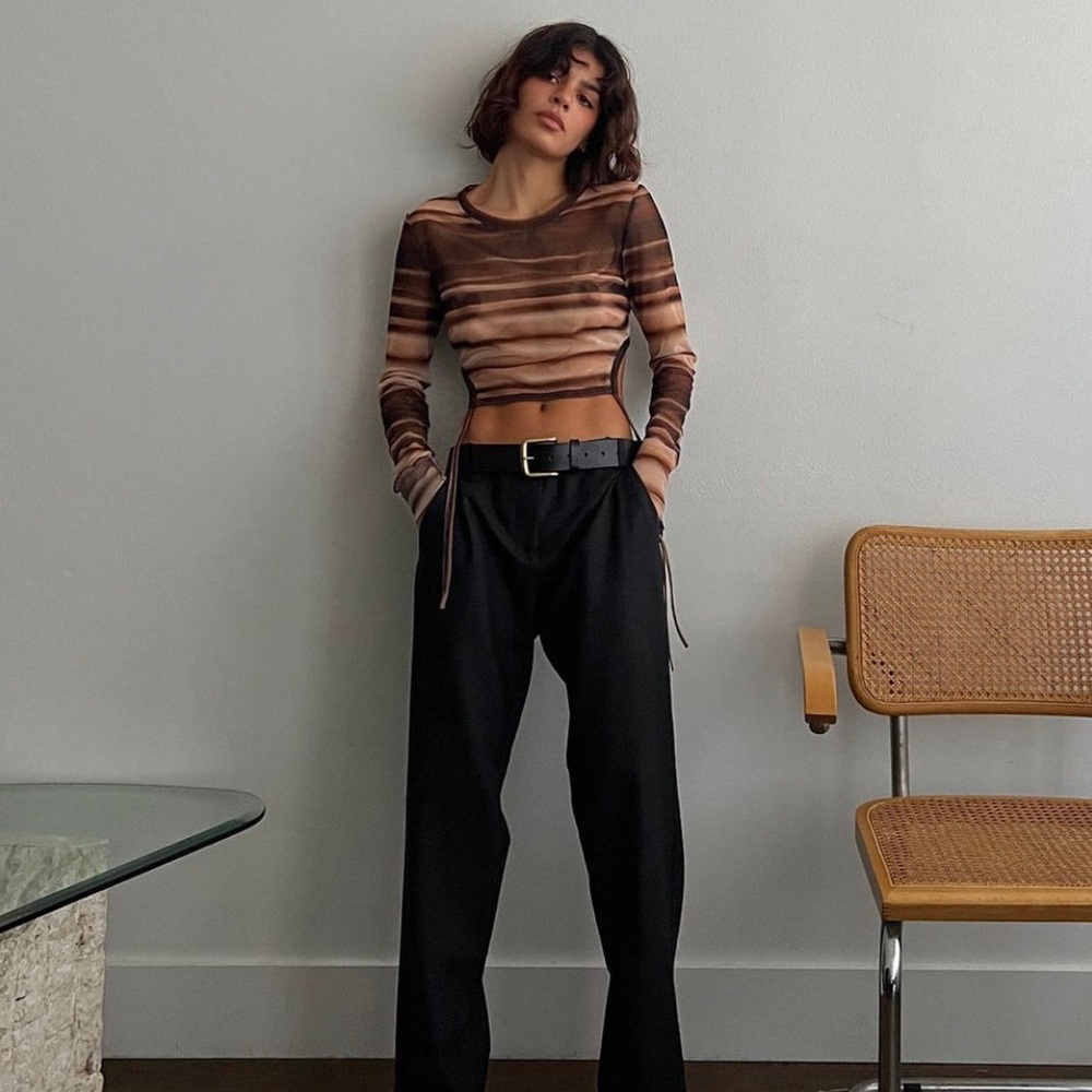 Bec & Bridge Watercolour Mesh Cropped Top